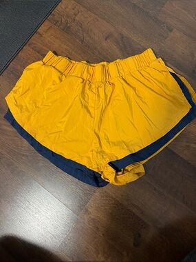 Free People Yellow with Navy Trim Athletic Shorts
